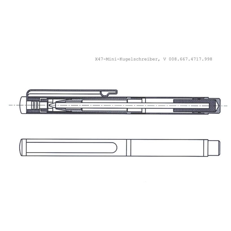 X47 Mini Ballpoint Pen 8.3 cm Dark Red with Extendable