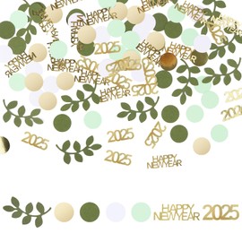 Confetti New Year's Eve Decoration 2025, Pack of 200 Confetti Confetti Confetti New Year's Eve Decoration, Happy New Year 2025 Confetti Green Gold, Confetti Table Decoration New Year's Eve New Year