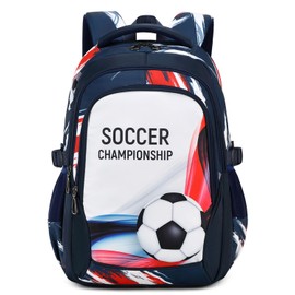 mezhsa Boys Backpack Kids Bookbag Durable Elementary Middle School Bags Soccer 18in (white)