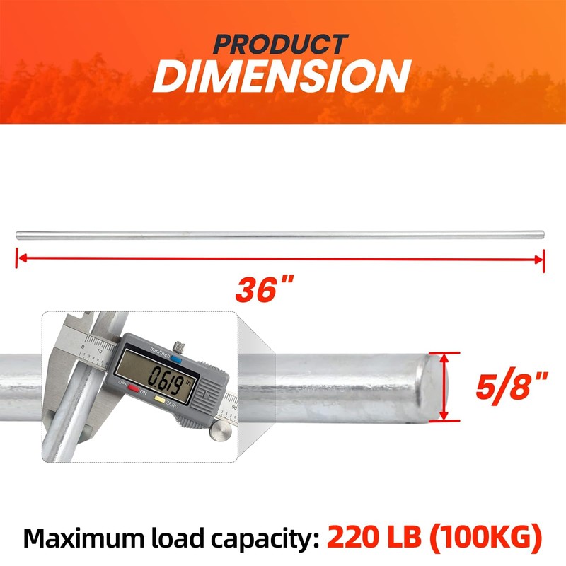 AR-PRO (2-Pack) 5/8” x 36” Zinc Plated Steel Rods Designed
