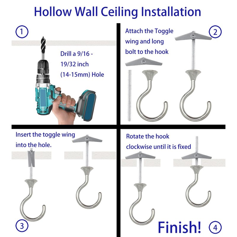 Evsteluo Large Swag Ceiling Hooks Heavy Duty Swag Hook with