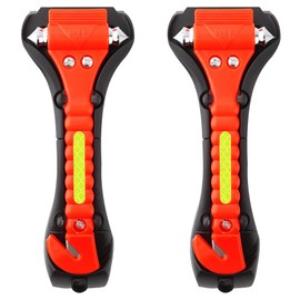 SINSEN Car Safety Hammer, Window Breaker Seat Belt Cutter, Auto Emergency Escape Tool Glass Breaker, 2-in-1 with Bracket, Set of 2