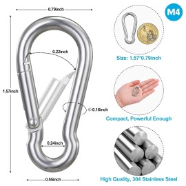 SharingMoment 10 PCS Stainless Steel Carabiners Spring Snap Hooks Heavy Duty Keychain Clip NEW