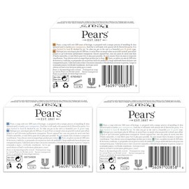 PEARS Jabn de peras, jabn facial y corporal, paquete variado, paquete de 12  Paquete de jabn transparente puro y suave, jabn de glicerina hidratante  