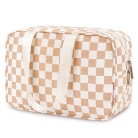Large Toiletry Bag for Women Travel Ladies Wash Bag for Toiletries Makeup Bag Cosmetic Bag Organizer (Light Checkerboard)