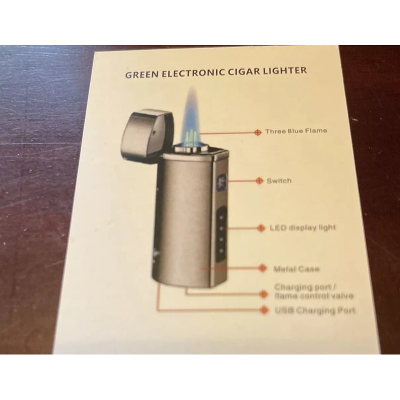 CAIN Triple Torch Electronic Ignition Butane Cigar Lighter with Punch