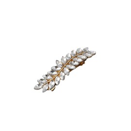 Crystal Wedding Hair Clip Barrette Rhinestone Leaf Hair Barrette Clip Gold CZ Bling Bridal Headpieces Decorative Head Clip Headwear Bridal Hair Accessories for Women (Gold, One size)
