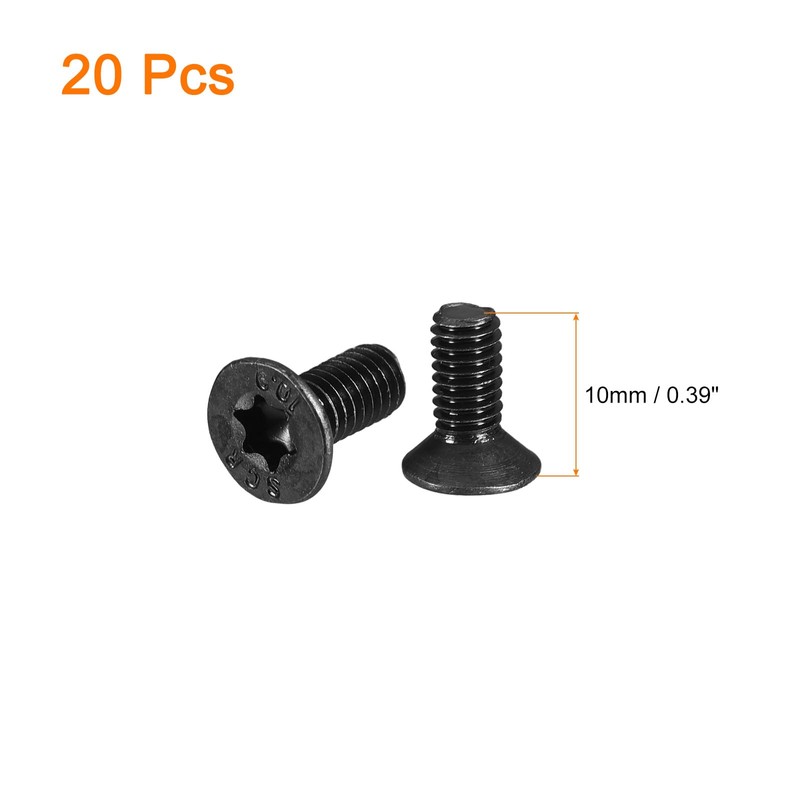 uxcell M4-0.7x10mm Flat Head Torx Anti Theft Machine Screws, 20Pcs
