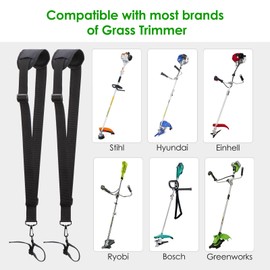YOUSHARES Weed Eater Strap - Trimmer Shoulder Strap Compatible with Ego, Dewalt, Grennworks String Trimmer and Most Grass Trimmer, Nylon Belt Trimmer Harness for Brush Cutter - Black (2Pcs)