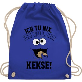 Shirtracer - Gym Bag Backpack – Carnival & Fancy Dress Bags – Ich tu nix Ich will nur Kekse – Keksmonster, 1 Royal Blue