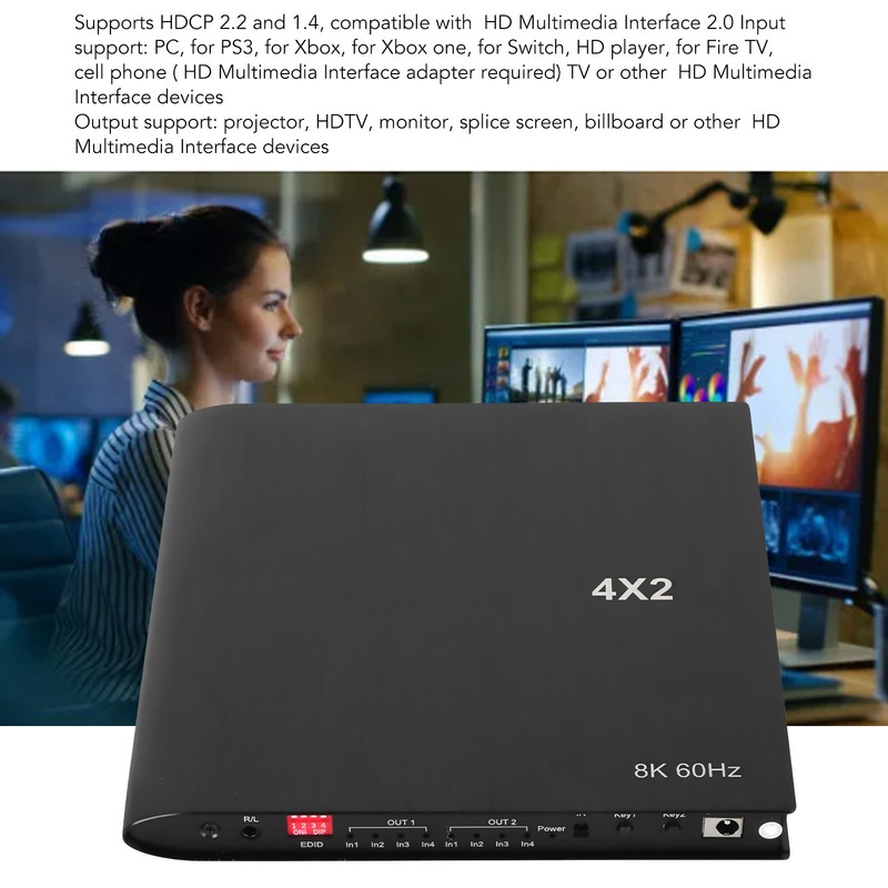 4x2 HD Multimedia Interface Switch Professional 8K 60Hz Plug and