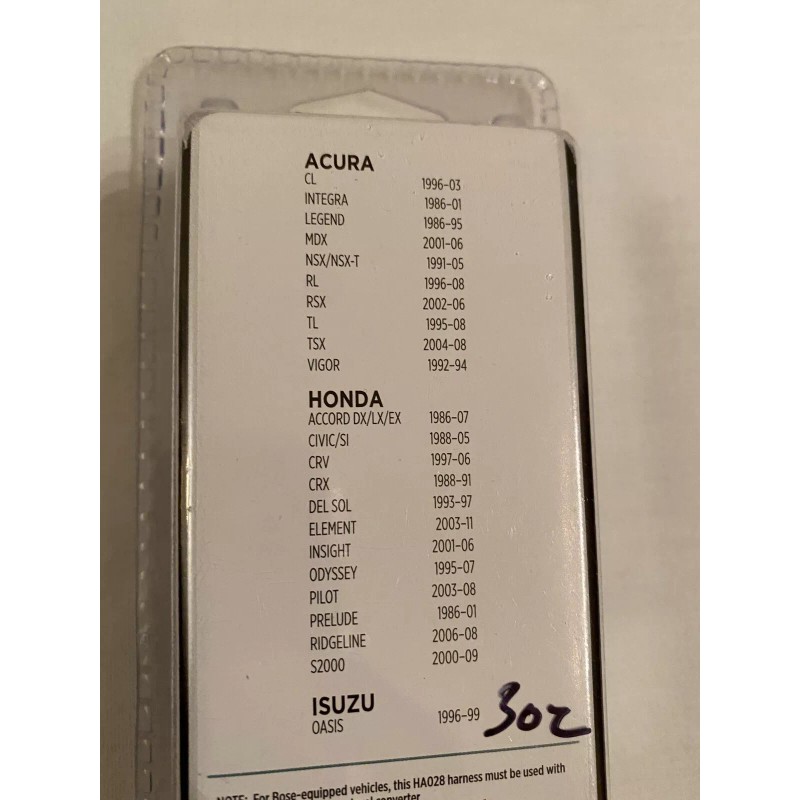 Scosche HA028DD Honda Acura Isuzu 1986-2011 Stereo Connector NEW