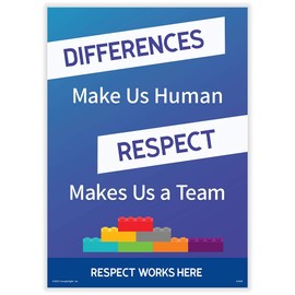 ComplyRight Respect Works Here - Differences Make Us Human, Respect Makes Us a Team Poster | 10” x 14” | 3 Pack | Workplace Policies
