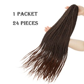 Afro Hair Extensions Braiding Hair Extensions 24 Strands Twist Crochet Extensions Soft Natural Hairpiece 60 cm - 85 g #Natural Black to Red Brown