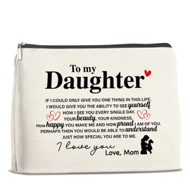 UPNEGE Makeup Bag Daughter Gifts from Mom, Gifts for Daughter Cosmetic Bag Zipper Makeup Pouch Gift for Christmas Birthday Graduation