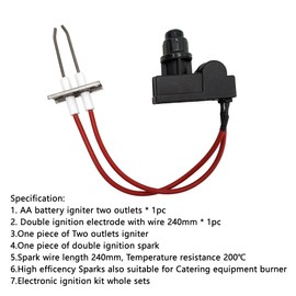 MeTer Star Two Exits AA Battery Igniter With Double Ignition Electrode For Catering Cooking Stove Kit Electronic Igniter Wire Length 18 inch