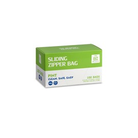 Slider Pint Food Storage Bags- 100 Count, BPA-Free, 2 Mils Thick, Expandable Bottom, Quick Locking-Zip, Leak Proof For Storage & Organization