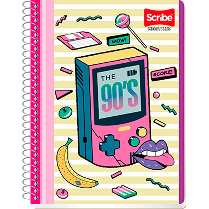 Scribe, MEGA PLUS, Cuaderno Francés Espiral Sencillo de Pasta Semi