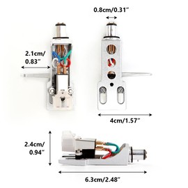 Silver Headshell Mount with AT3600 Cartridge and Conical Stylus Needle Replacement for Stanton STR8 20, STR8 30, STR8 50, STR8 80, STR8 90, STR8 100, STR8 150 Turntables