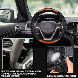 GIANT PANDA Steering Wheel Cover for Jeep Wrangler, Car Steering Wheel Cover for Jeep Grand Cherokee and Cherokee - Orange