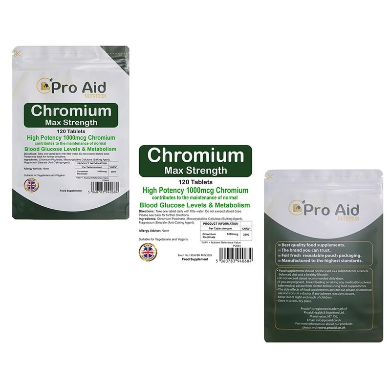 Chromium 1000mcg Picolinate Tablets | 120 Pack | Max Strength
