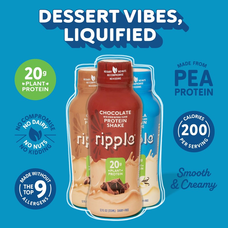 Ripple Plant Based Protein Shake Variety Pack | 20g of