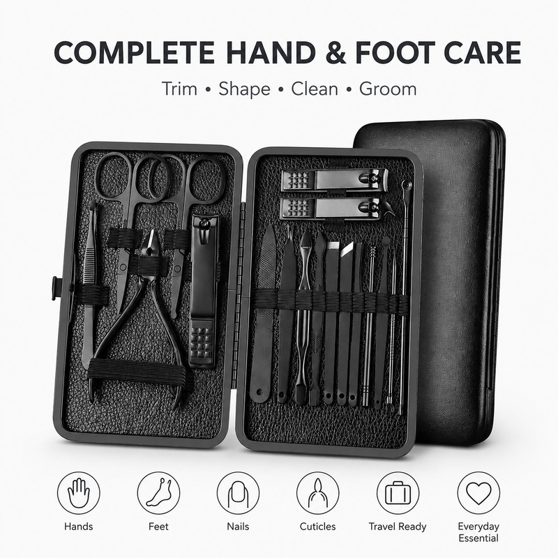 7-Piece Stainless Steel Nail Care Kit for Manicure & Pedicure
