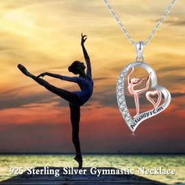 Gymnastics necklaces 925 Sterling Silver Jewelry Love Flapping gymnast team America spirit with sports ''Actually I Can'' Inspirational gymnastic gifts for Women