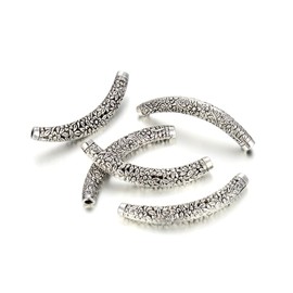 10 cuentas de tubo curvadas de 66,5 mm (2,62 pulgadas), tono plateado antiguo (agujero grande ~ 4,2 mm) para hacer joyas artesanías MC-L6