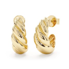 ZOYA JEWELRY DESIGN Gold Plated 925 Sterling Silver open Hoop Earrings - Cute Gold Earrings for Women and Girls - Hypoallergenic Trendy TikTok open Hoop Earrings - Lightweight at 4.9 Grams (gold plated)