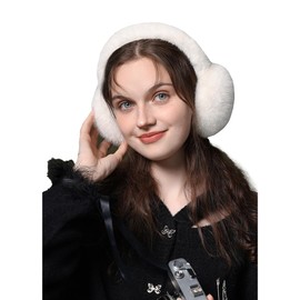 DHSUN Ear Warmers, Ear Warmers Women, Ear Muffs Keep Warm in Winter, Warm Earmuffs Winter for Wind Protection Outdoor, White imitation rabbit down