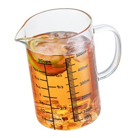 Glass Measuring Cup-[Insulated handle | V-Shaped Spout]-Made of High Borosilicate Glass Measuring Cup for Kitchen or Restaurant, Easy to Read, 500 ML (16 Oz, 2 Cup)