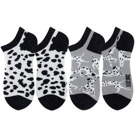 Angelteers 2 Pairs Funny Cartoon Animal Print Cotton Ankle Socks for Women Teens (US, Alpha, One Size, Regular, Regular, Dalmatian Dog)