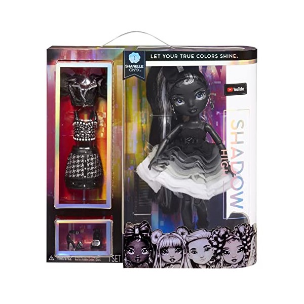 Rainbow High Shadow Series 1 Shanelle Onyx- Grayscale Fashion Doll. 2 Black Designer Outfits to Mix & Match with Accessories, Great Gift for Kids 6-12 Years Old and Collectors, Multicolor, 583554EUC