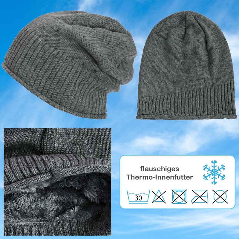 Compagno Lined Beanie Hat with Soft and Warm Teddy-fleece Lining