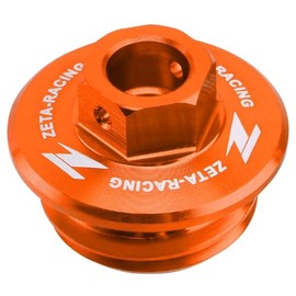 ZETA Engine Oil Filler Cap - Orange | Compatible with Husqvarna TC250, TE300, KTM 50SX, 85SX, GasGas MC450F, EC300 & More | 14mm Wrench Use | Wiring Hole for Safety ZE89-2416