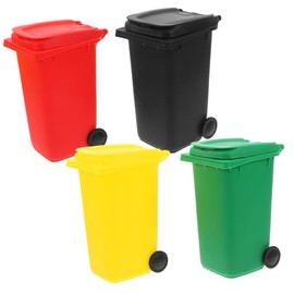 Set de 4 Mini Botes de Basura de Plástico Tapa para Escritorio, Organizador Compacto y Moderno Adecuado para Oficina y Almacenamiento de Lápices