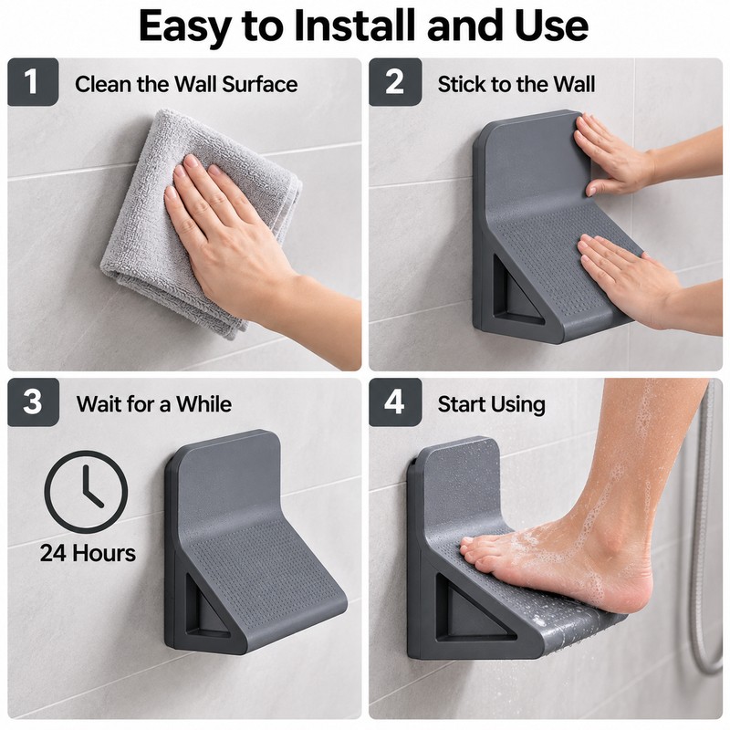 Bathroom Foot Rest for Body Cleaning – Freestanding Plastic Single-Tier