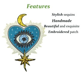 Iron on Patches Sequin Patch Embroidered Patches Applique Compatible Clothing Jeans T-Shirt Hoodies (Blue)