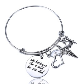 BESPMOSP Collection Nurse Bangle Bracelet She Believed She Could So She Did Nursing Graduation Birthday Gift (Nurse)