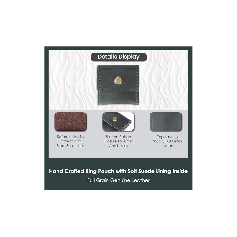 TheAntiq Estuche para Anillos de Cuero de Grano Completo, Porta