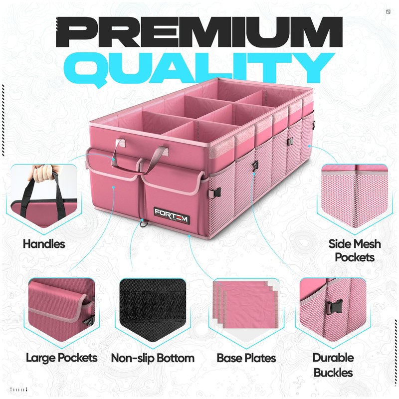 FORTEM Trunk Organizer For SUV Car Trunk Organizer, Foldable Storage,