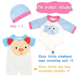 2 Sets Cartoon Style Doll Clothes Romper with Hat Set for 43cm / 17 inch Baby Dolls (No Doll)