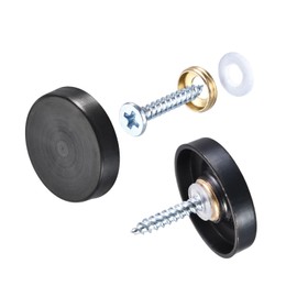 METALLIXITY Mirror Screws (25mm/0.98") 12Pcs, Decorative Cover Cap Nails Brushed - for Sign Advertising Hardware, Construction, Black