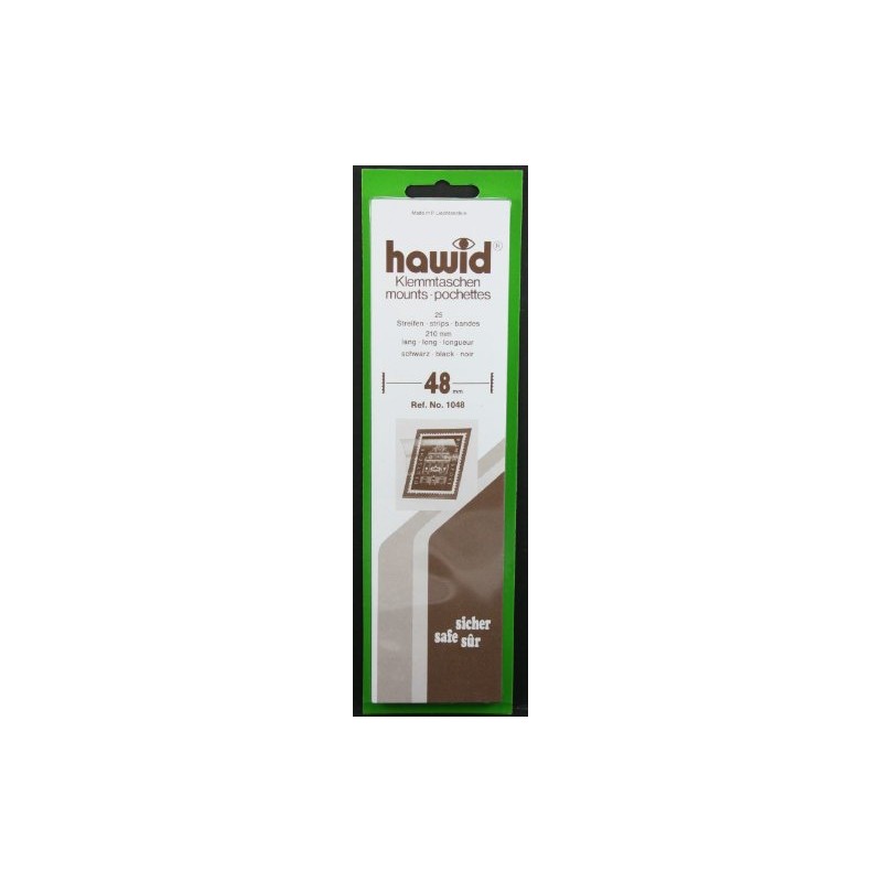 Hawid 25 210x48mm stamp mount strips. Black.