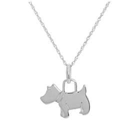 jewellerybox Sterling Silver Scottie Dog Pendant Necklace on 18 Inches Chain