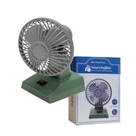 Sourcingbay 4 Inch Retro Desk Fan - USB/Battery Powered, 2-Speed Continuous Oscillation, Mini Cooling Fan for Home Office Bedroom | Green/Silver Vintage Design, Gift Ready