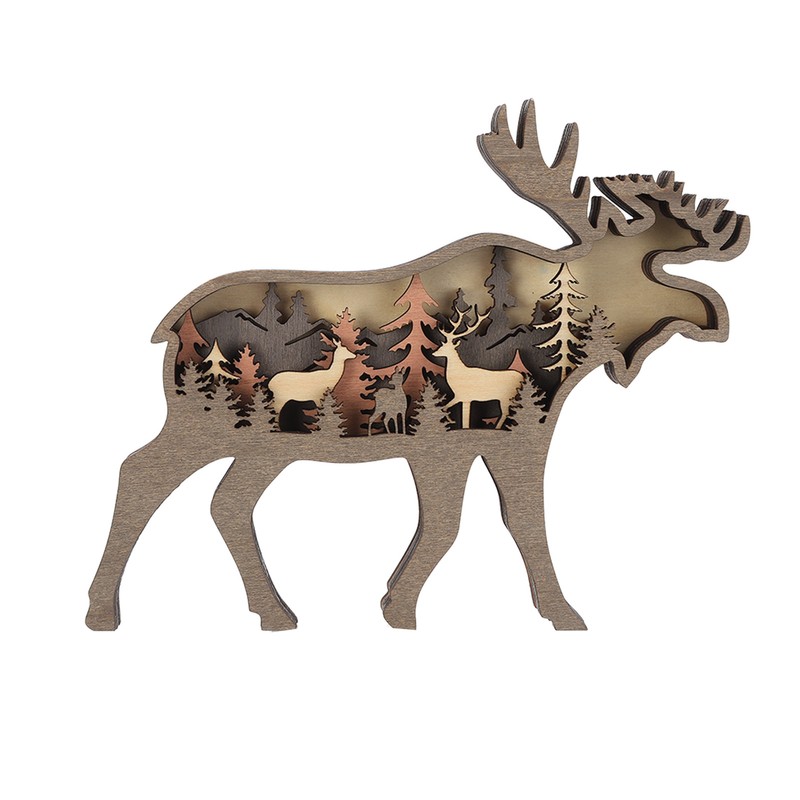 3D Wood Carving Animal Multi Layer Forest Animal Wood Carving