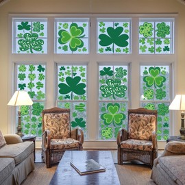 109 Pcs Reusable St. Patrick’s Day Window Clings, Shamrock Stickers for St Patricks Day Decorations,Spring Window Clings for Home, Classroom, Office
