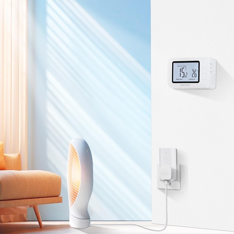 Heating controller for DIY installations, plug thermostat, set on heating